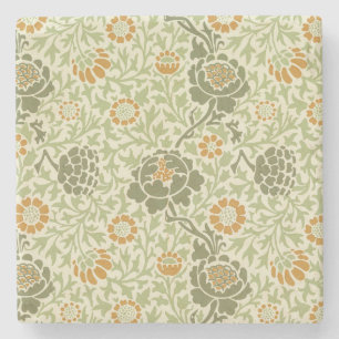 William Morris Grafton Sage Green Floral Pattern Stone Coaster
