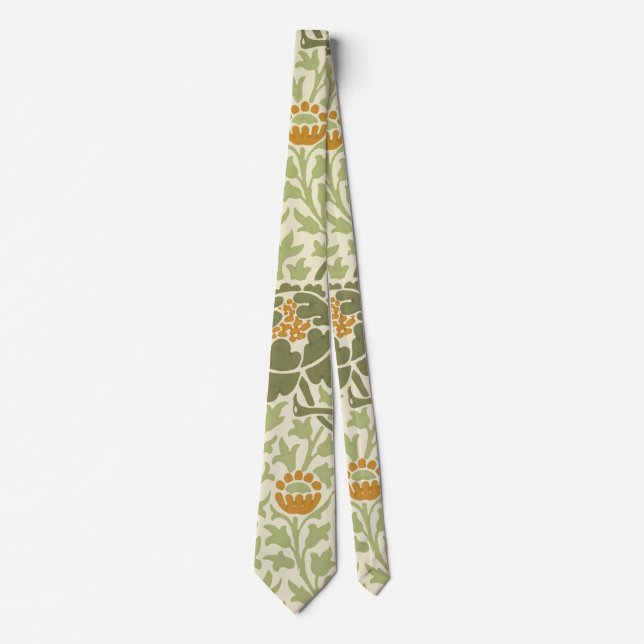 William Morris Grafton Sage Green Floral Pattern Tie (Front)