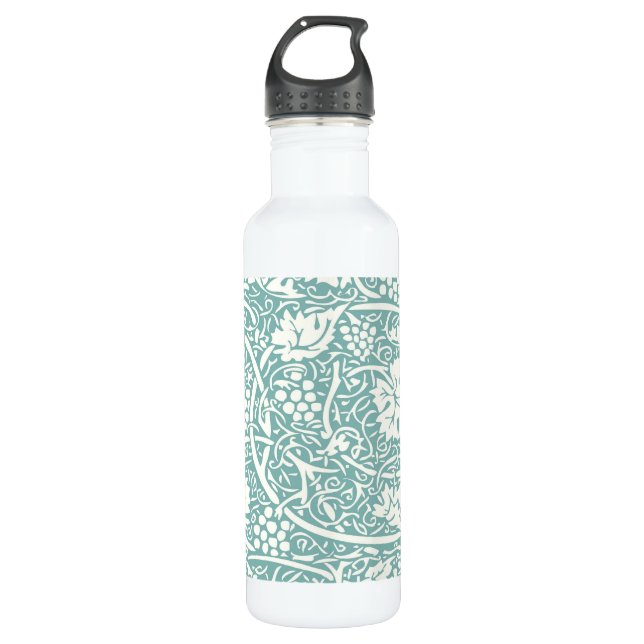 William Morris Grape Pattern Teal Turquoise 710 Ml Water Bottle (Front)