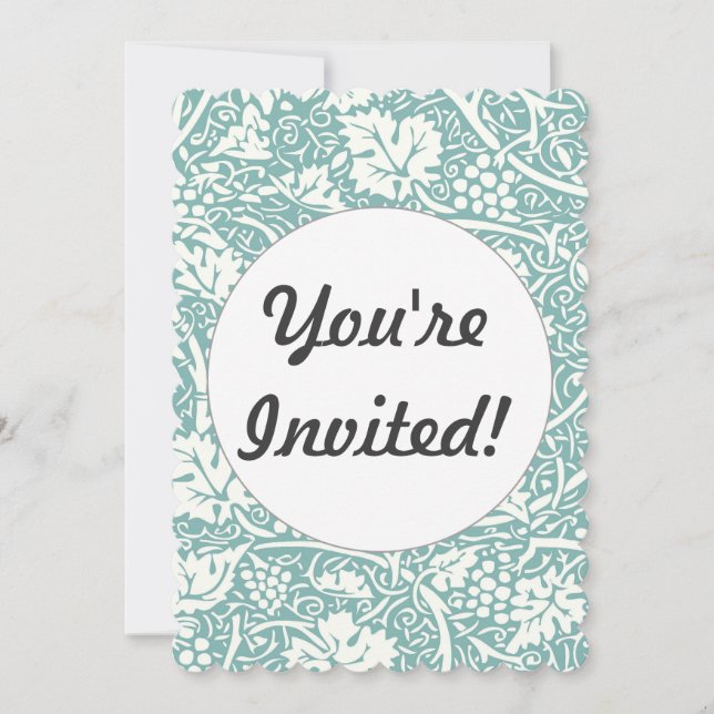 William Morris Grape Pattern Teal Turquoise Invitation (Front)