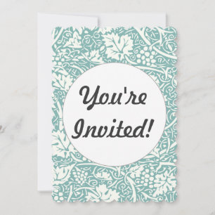 William Morris Grape Pattern Teal Turquoise Invitation