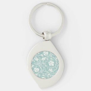 William Morris Grape Pattern Teal Turquoise Key Ring