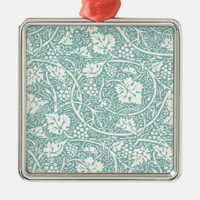 William Morris Grape Pattern Teal Turquoise Metal Tree Decoration (Front)