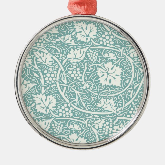 William Morris Grape Pattern Teal Turquoise Metal Tree Decoration (Front)