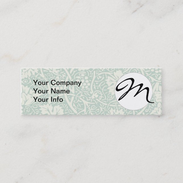 William Morris Grape Pattern Teal Turquoise Mini Business Card (Front)