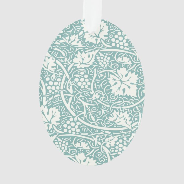 William Morris Grape Pattern Teal Turquoise Ornament (Back)