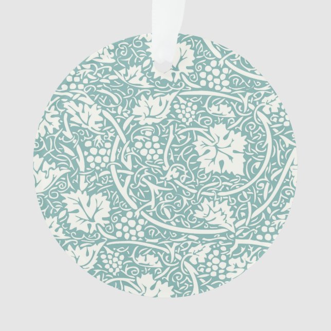 William Morris Grape Pattern Teal Turquoise Ornament (Front)