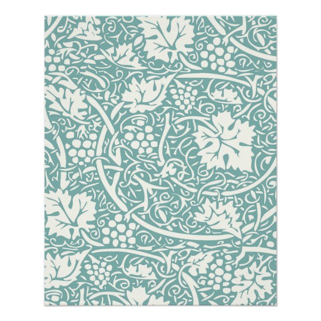William Morris Grape Pattern Teal Turquoise Poster (Front)