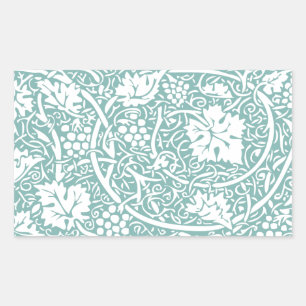 William Morris Grape Pattern Teal Turquoise Rectangular Sticker