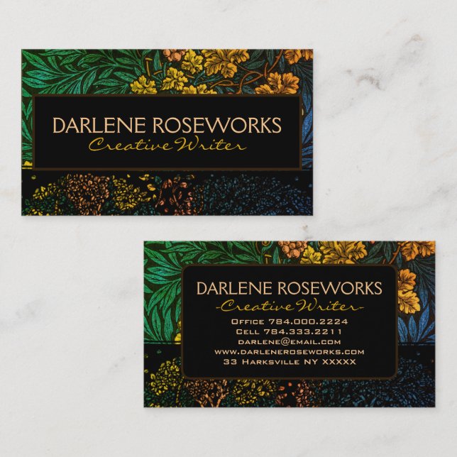 William Morris Grapes Lace GrapeVines Business Card (Front/Back)