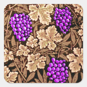 William Morris Grapevine, Brown and Purple Square Sticker