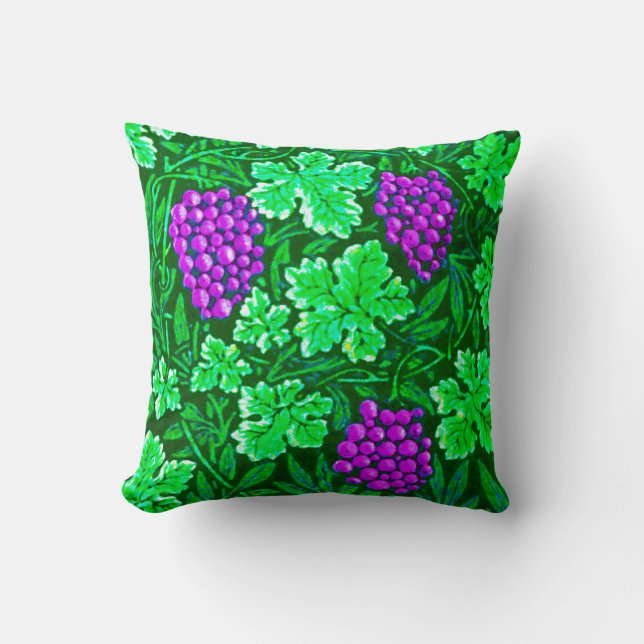 William Morris Grapevine, Purple and Green Cushion (Front)