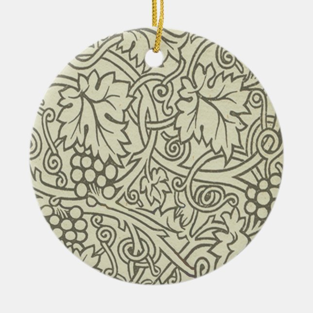 William Morris Grapevine Sage Wallpaper Ceramic Tree Decoration (Front)