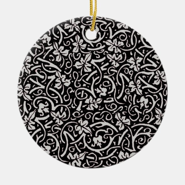 William Morris Grapevine Vine Leaf Pattern Ceramic Tree Decoration (Front)