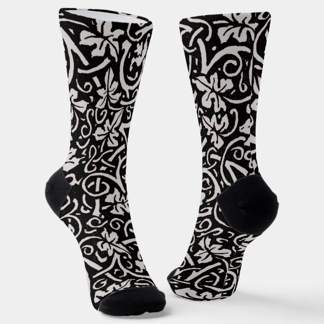 William Morris Grapevine Vine Leaf Pattern Socks (Angled)