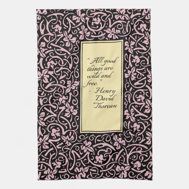 William Morris Grapevine Vine Leaf Pattern Tea Towel (Vertical)