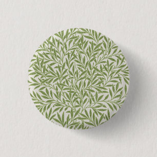 William Morris Green Floral Botanical Pattern 3 Cm Round Badge