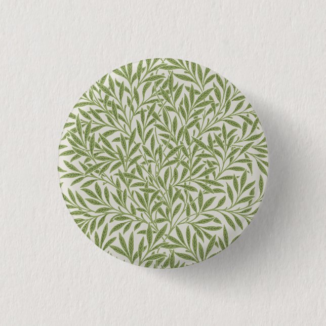 William Morris Green Floral Botanical Pattern 3 Cm Round Badge (Front)