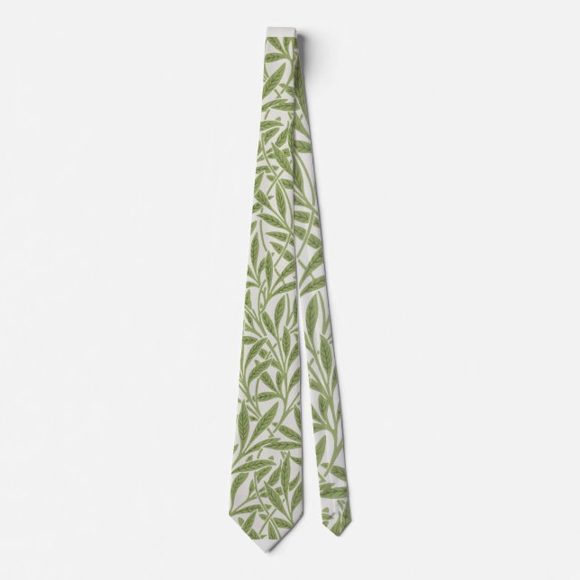 William Morris Green Floral Botanical Pattern Tie (Front)