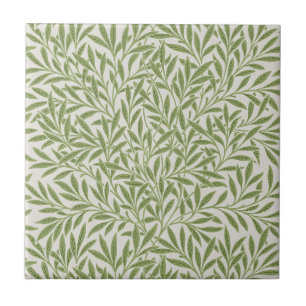 William Morris Green Floral Botanical Pattern Tile