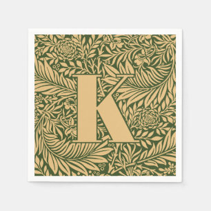 William Morris Green & Gold Larkspur Pattern Napkin