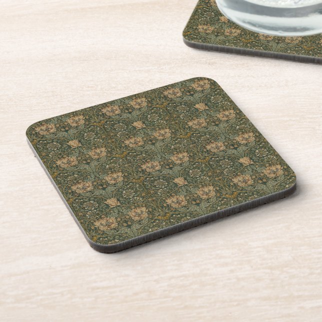 William Morris: Green Honeysuckle Beverage Coaster (Left Side)