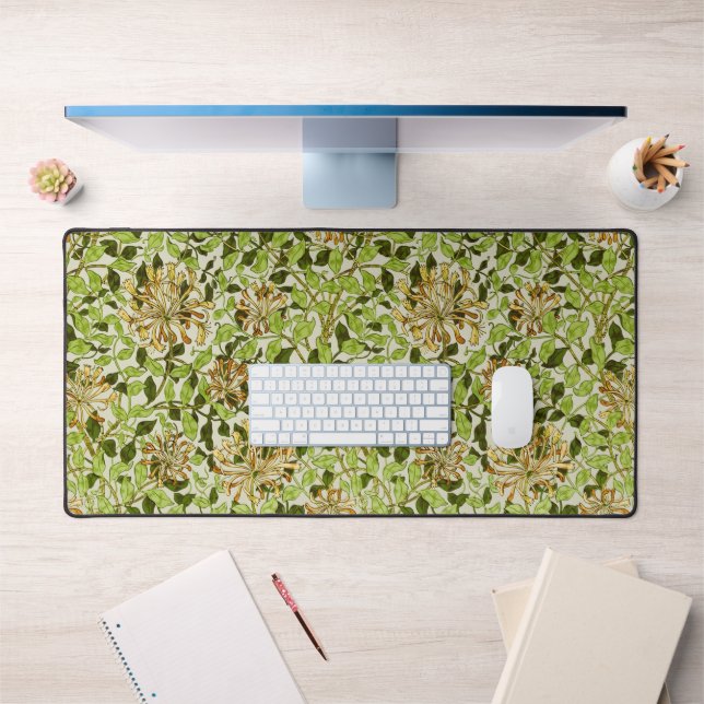 William Morris Green Honeysuckle Floral Wallpaper Desk Mat (Office 1)