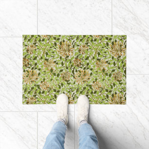 William Morris Green Honeysuckle Floral Wallpaper Doormat