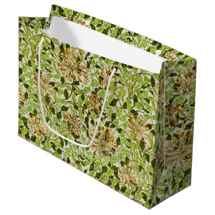 William Morris Green Honeysuckle Floral Wallpaper Large Gift Bag