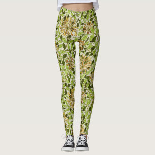 William Morris Green Honeysuckle Floral Wallpaper Leggings