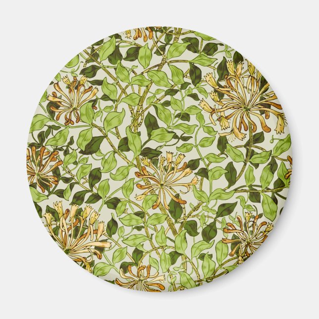 William Morris Green Honeysuckle Floral Wallpaper Magnet (Front)