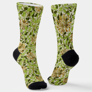 William Morris Green Honeysuckle Floral Wallpaper Socks
