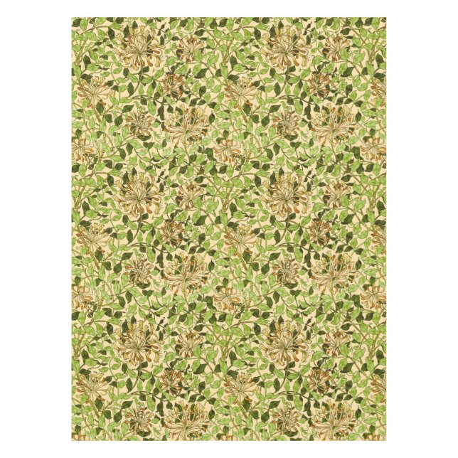 William Morris Green Honeysuckle Floral Wallpaper Tablecloth (Front)