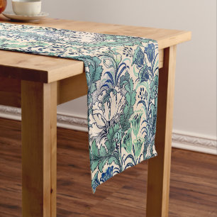 William Morris Green Teal Cream Floral Pattern  Short Table Runner