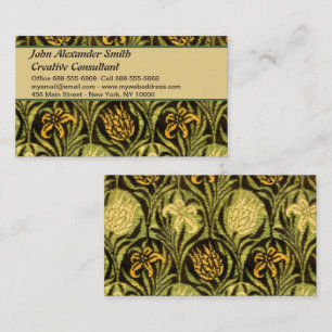 William Morris Green Tulip Lily Wallpaper Business Card