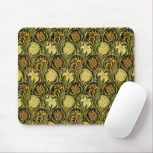 William Morris Green Tulip Lily Wallpaper Mouse Pad