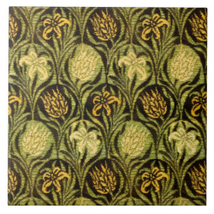 William Morris Green Tulip Lily Wallpaper Tile