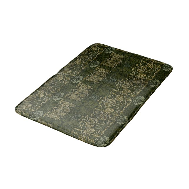 William Morris: Green Tulip & Rose Bath Mat (Angled)