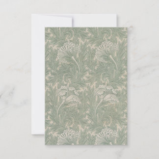 William Morris Green Tulip Textile Print Thank You Card