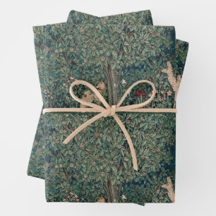 William Morris Greenery Forest Animal Botanical Wrapping Paper Sheet