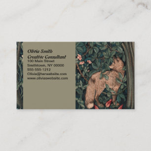 William Morris Greenery Fox Wildlife Art Business Card