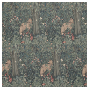 William Morris Greenery Fox Wildlife Art Fabric