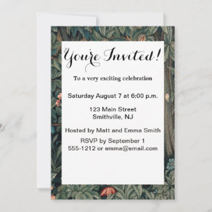 William Morris Greenery Fox Wildlife Art Invitation