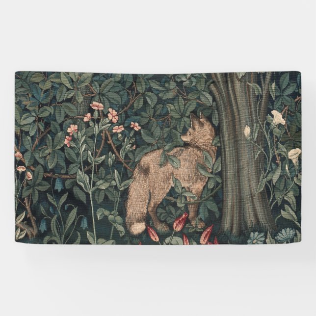 William Morris Greenery Fox Wildlife  Banner (Horizontal)