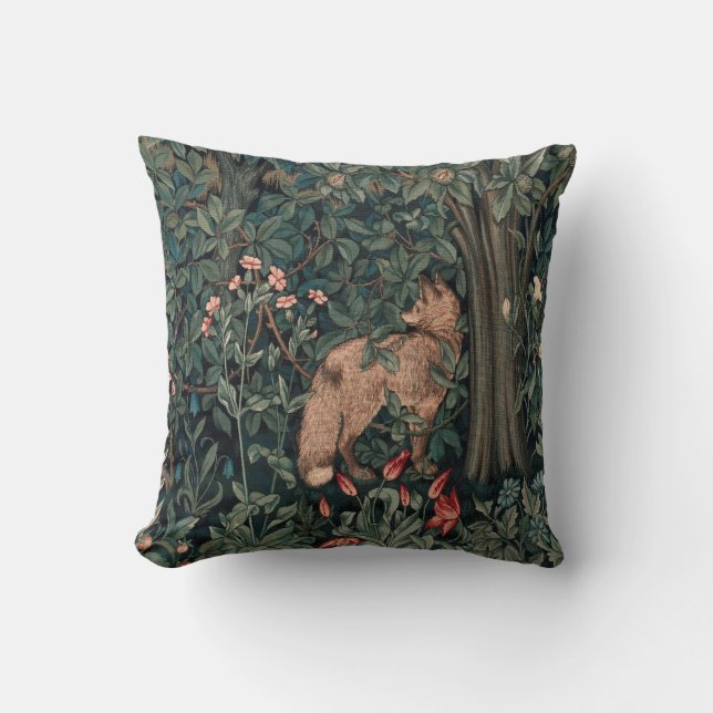 William Morris Greenery Fox Wildlife  Cushion (Front)