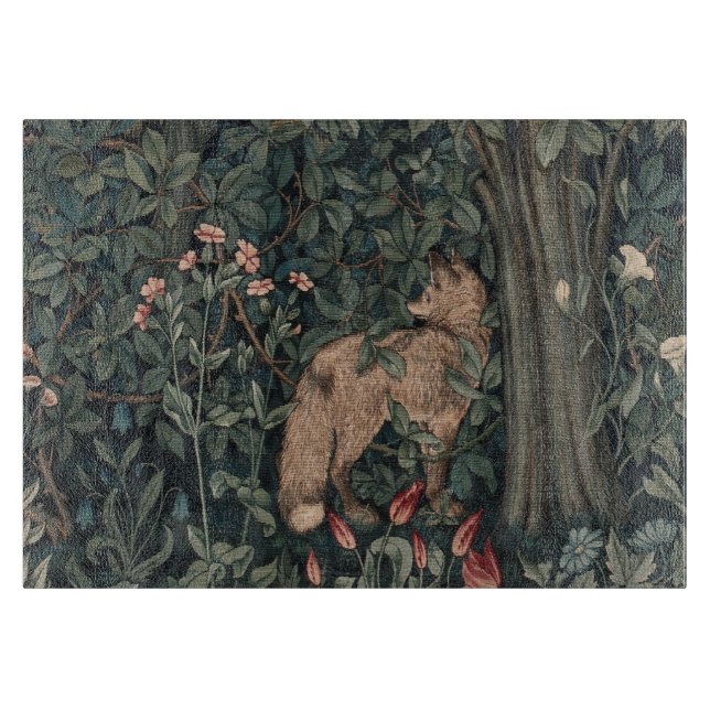 William Morris Greenery Fox Wildlife  Cutting Board (Front)