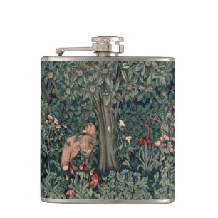 William Morris Greenery Fox Wildlife  Hip Flask