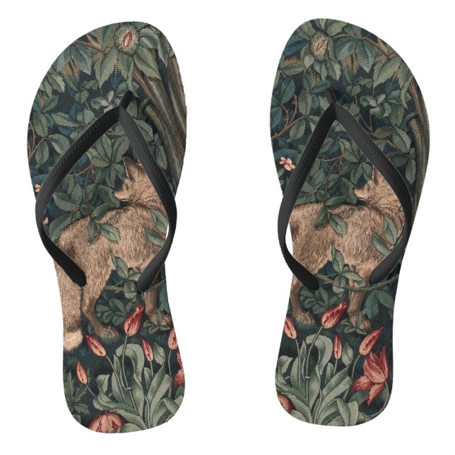 William Morris Greenery Fox Wildlife  Jandals (Footbed)