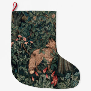 William Morris Greenery Fox Wildlife Large Christmas Stocking