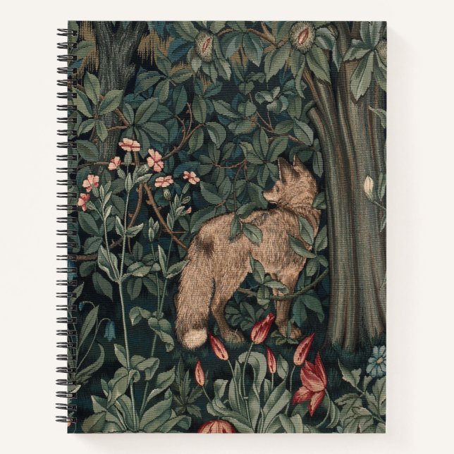 William Morris Greenery Fox Wildlife  Notebook (Front)